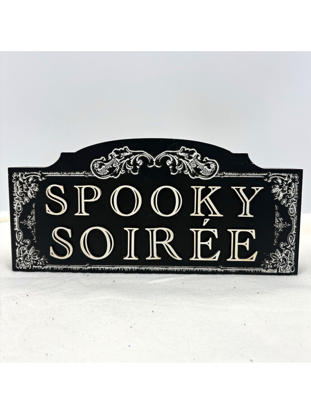 Ashland Spooky Soiree Halloween MDF Black/White Tabletop Sign 10x5 Small